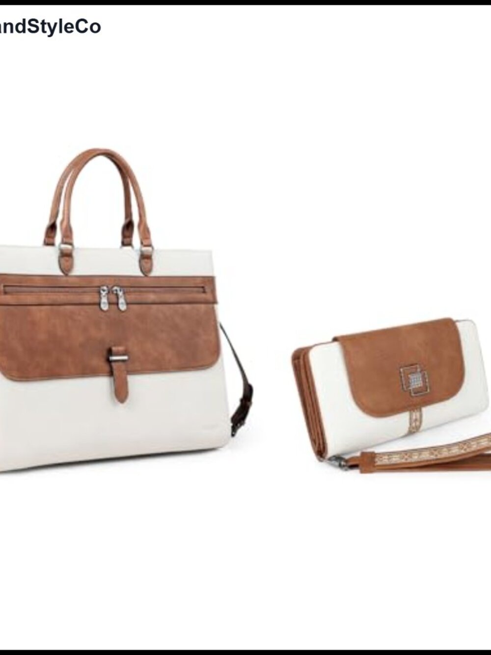 Women's Leather Briefcase Laptop Bag Work Tote with Wallet 15.6